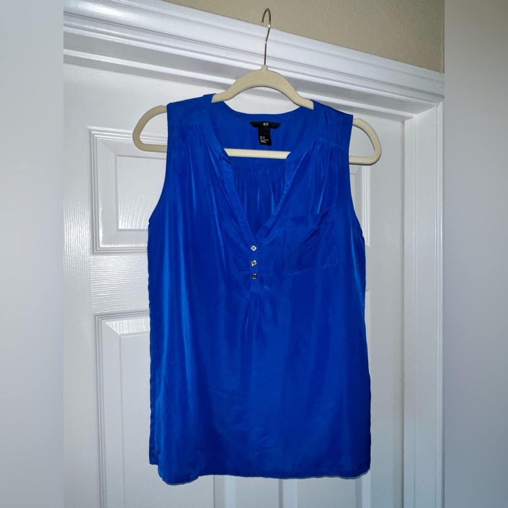 H&M bright blue Polyester blouse/tank